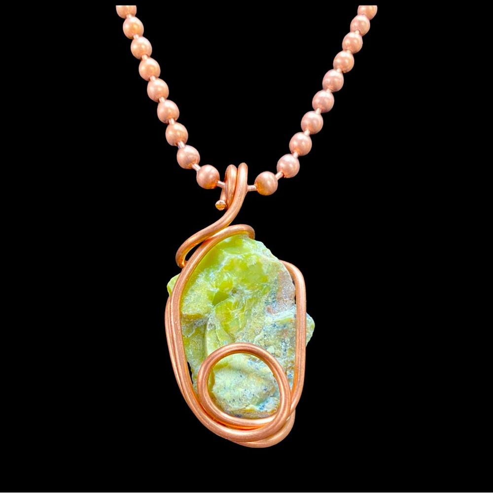 Raw Green Opal pendant